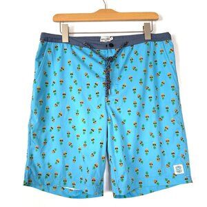 size 34 Pineapple Print Mens Swim Trunks SGI Threads With Pocket & Drawstring Bl